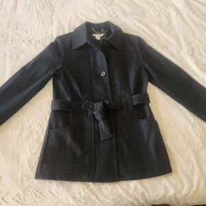 JCrew Women's Black Wool Belted Peacoat